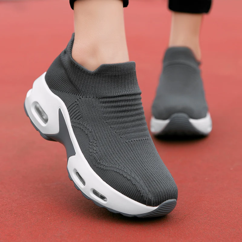 Baskets Respirantes à Plateforme pour Femme, Chaussures de brevet de Marche Décontractées, à Enfiler