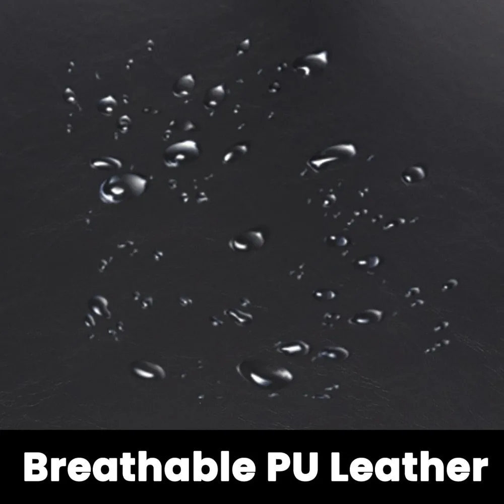 مجموعة من 4 كراسي طعام حديثة من الجلد الأسود في منتصف القرن مع أرجل معدنية سوداء ومساند ظهر منحنية