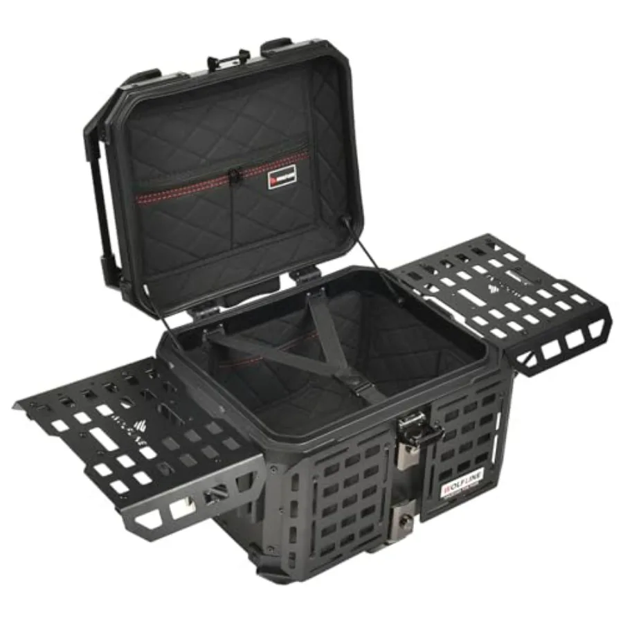 

Motorcycle Top Case Universal Aluminum Motorbike Tail Box with Leather Lining 45L Waterproof Detachable Trunk Tour Pack w/Lock