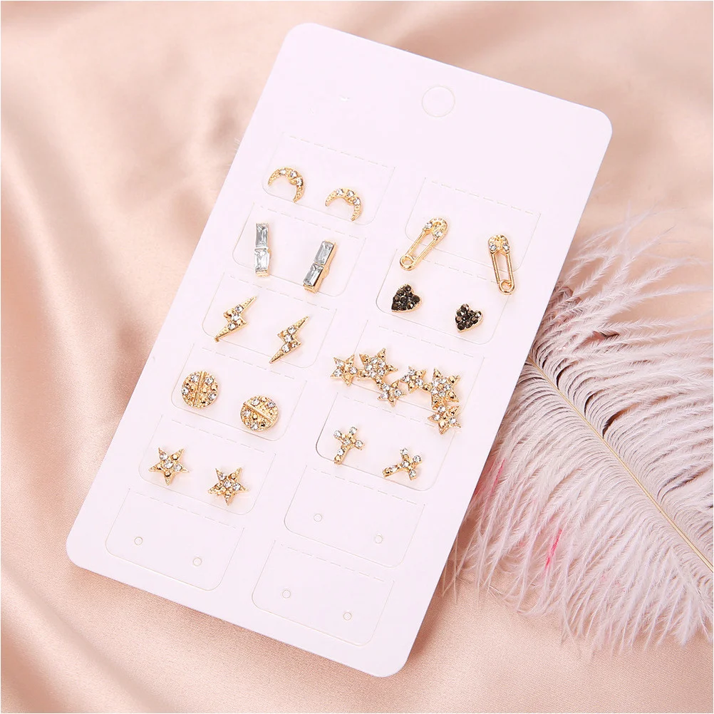 

9pcs Stud Earrings Heart Cross Pattern Fashion Accessories Simple Elegant Comfortable Party Dance Performance Ear