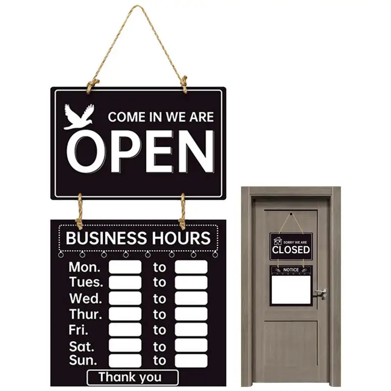 Double Sided Store Hours Sinal, Aberto e Fechado, Placas de Boas-vindas Decorativas, Horário Comercial Sinal, Loja e Ginásio