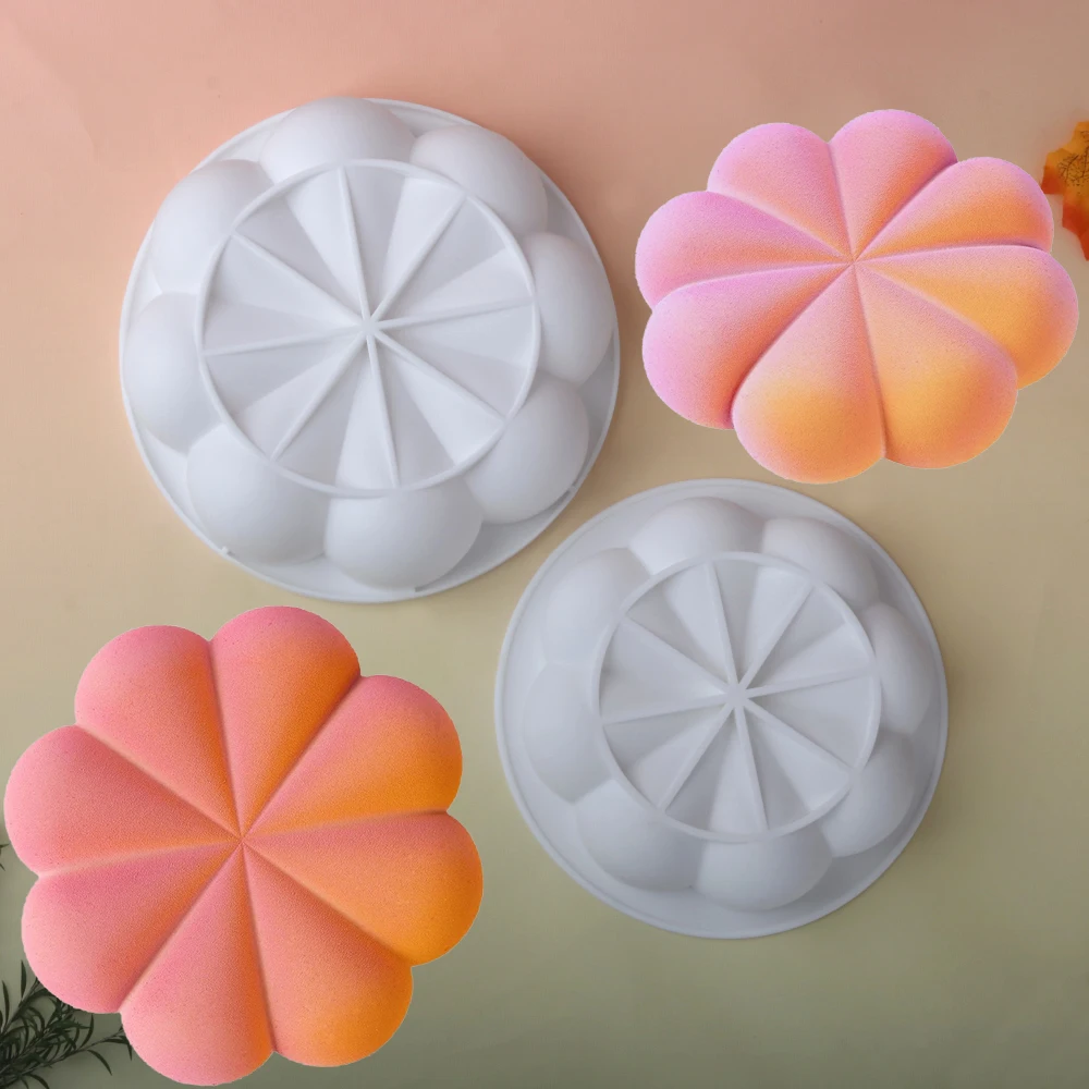 1 or 8 Cells Petal Design French Mousse Cake Mold Silicone Cake Mould Kitchen Baking Supplies Party Dessert Making Tools