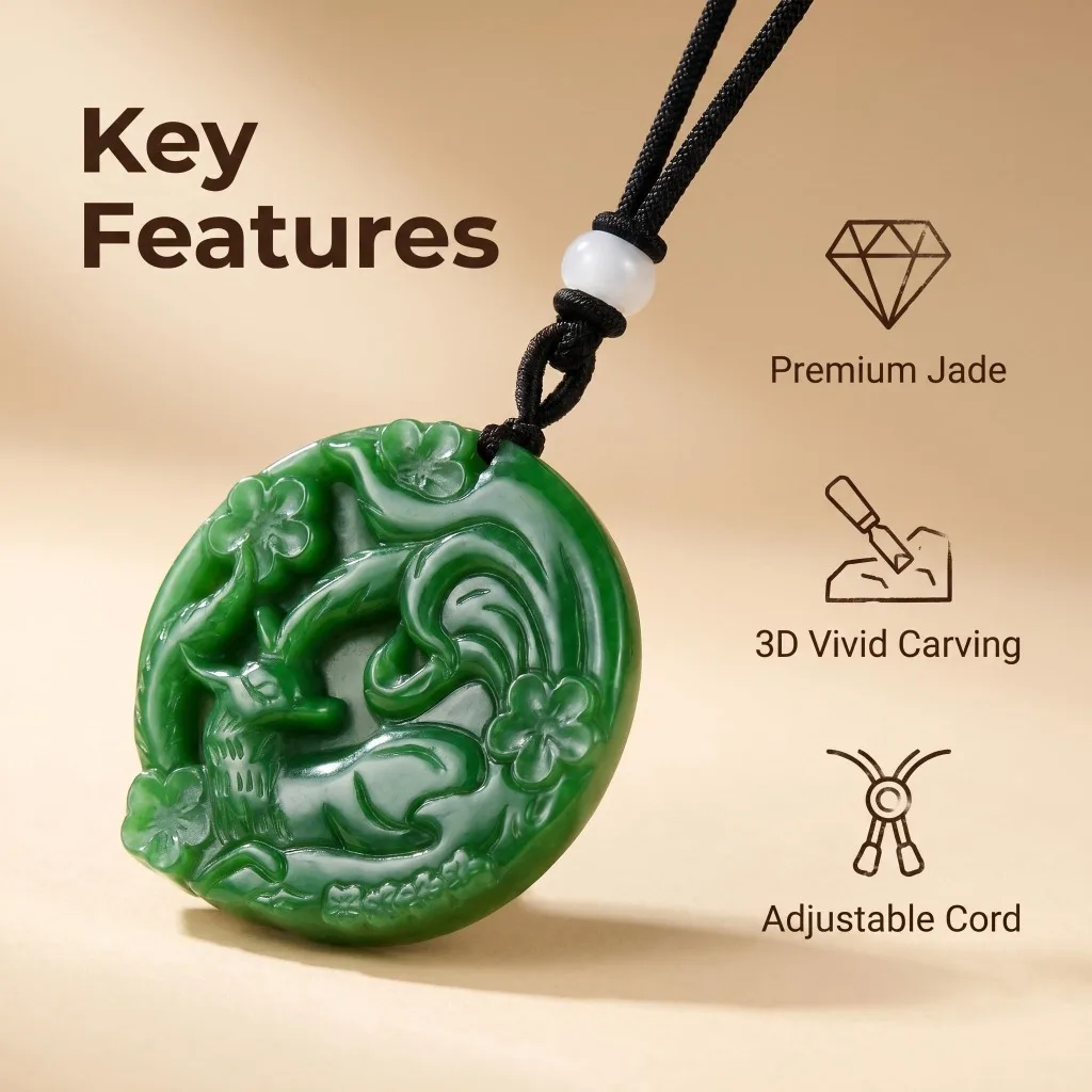 Green Natural Jade Pendant Jasper Necklace Real Jewellery Carved Gemstone Lucky Charm Amulet Fashion Luxury Gifts for Women Men