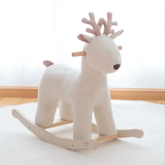 Nordic Instagram children\'s wooden horse, deer rocking horse, deer baby rocking chair, baby solid wood toy