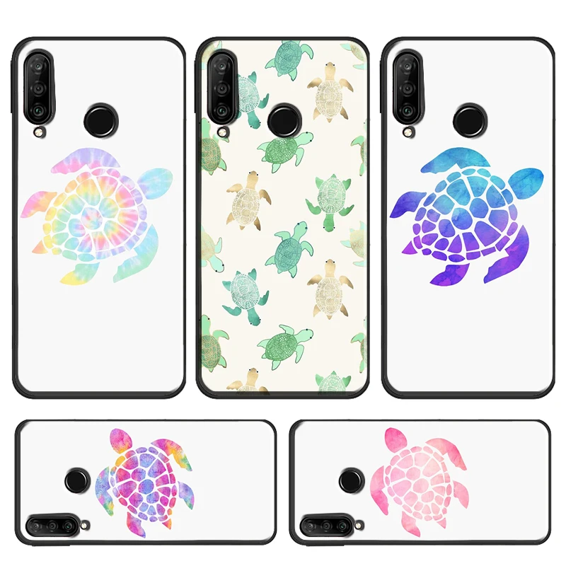 Sea Turtle Watercolor Rainbow Case For Huawei P30 Pro P40 P20 Lite Mate 20 Lite P Smart 2019 Z Nova 5T Honor 50 10i 8X 9X