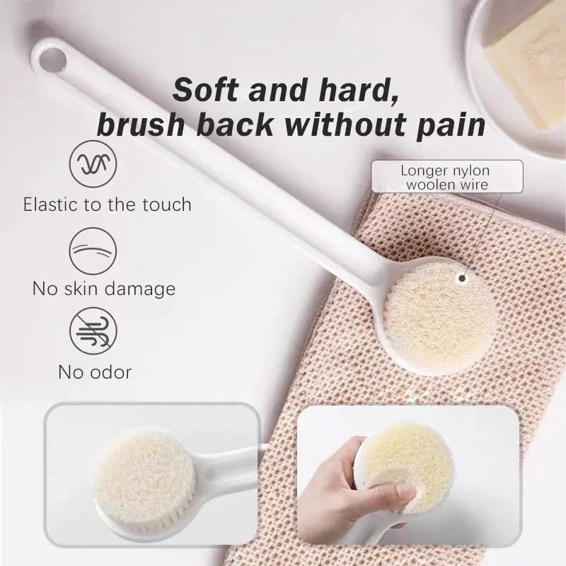 1pcBath and bath brush, long handle, soft-bristled nylon bath brush, no need to ask for help, back rub, mud and stain brush