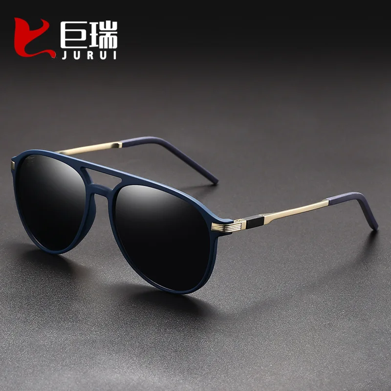 2023European and American New Retro Polarized Sunglasses Foreign Trade Driving Large Frame Double Beam Sunglasses Men