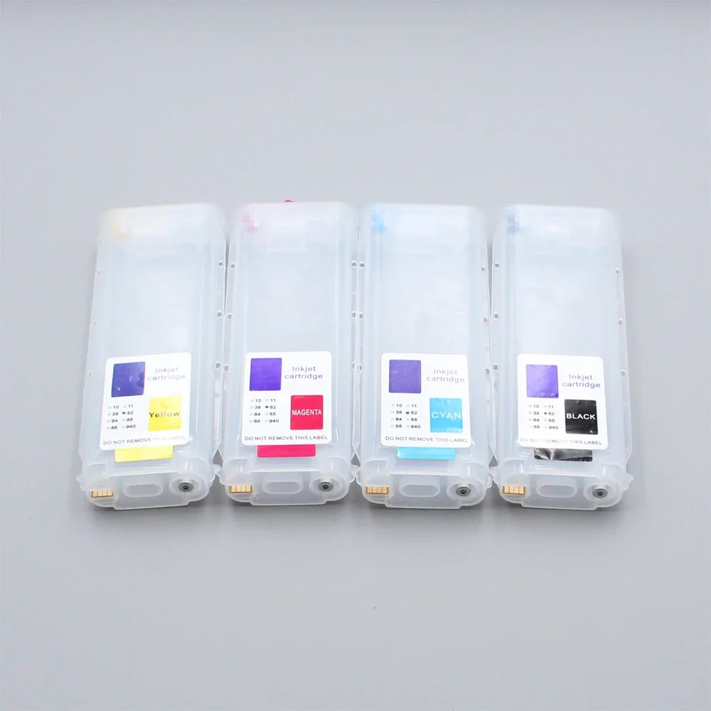 280ml*4Colors For HP10 82 Empty Refillable Ink Cartridge with Permanent Chips for HP Designjet 500 500ps 800 800ps Printers