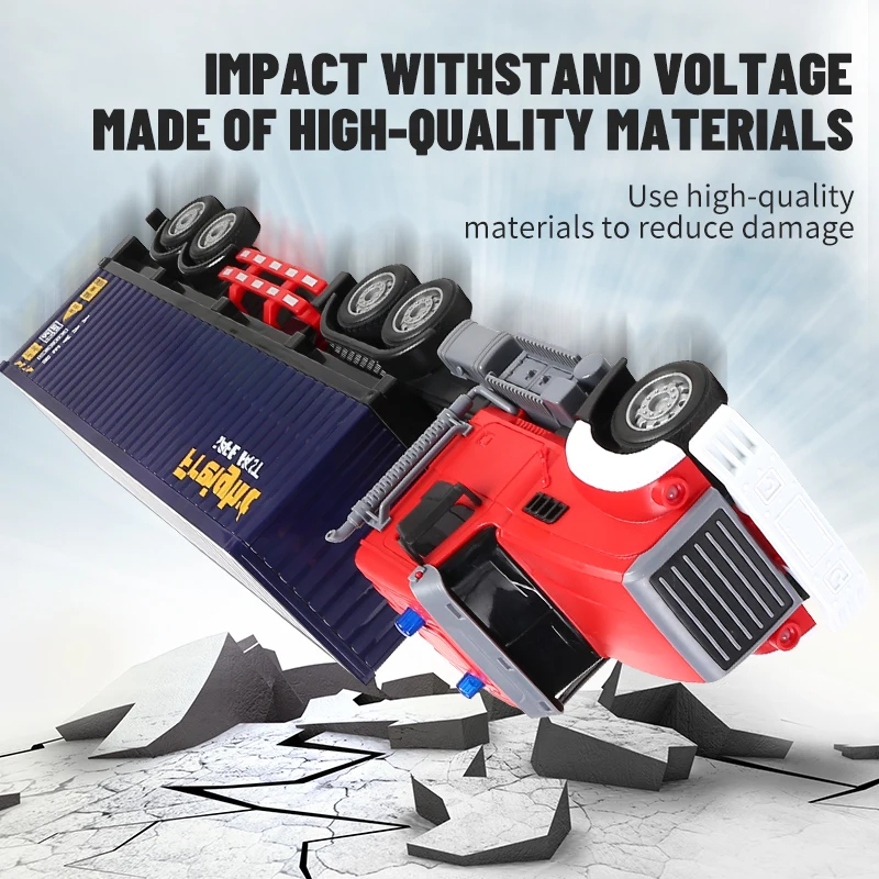 1:24 RC 자동차 무선 조종 자동차 컨테이너 트레일러 운송 트레일러 드럼 트럭 조명 음악 포함 남자아이 장난감 어린이 크리스마스 선물