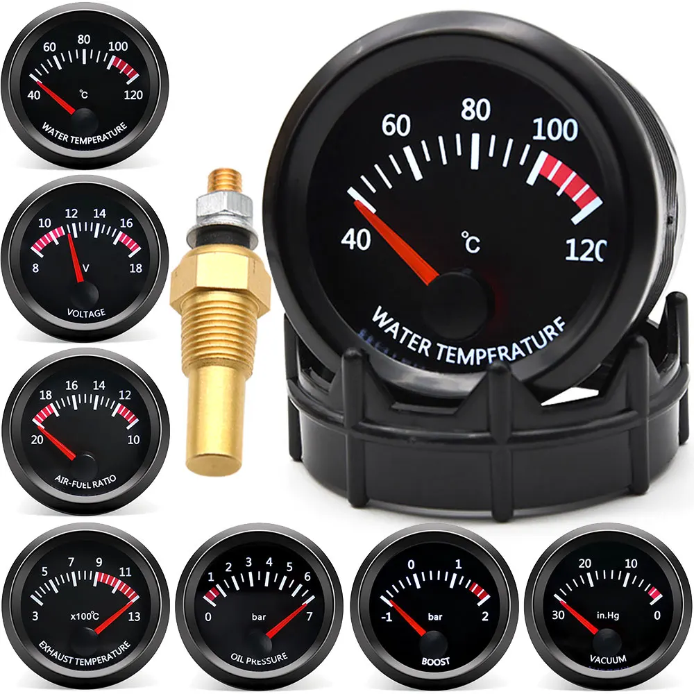 52mm Water Temp/Oil Temp/Voltmeter/Oil Press BAR PSI /Vacuum/Boost Gauge/Air Fuel Ratio/EGT Gauge With Sensor Fit for 12V Car