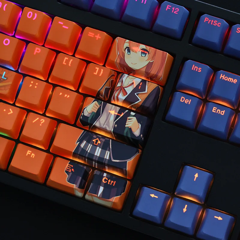 1ชุด PBT Dye Subbed Keycaps สองมิติการ์ตูน Anime Gaming Key Caps OEM โปรไฟล์ Backlit Keycap สำหรับ Yuigahama Yui