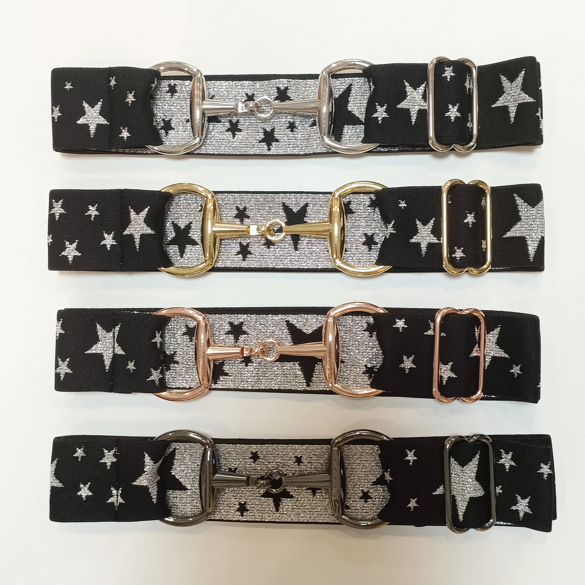 

DIY Free Logo Engraving Equestrian Belt Elastic Belt with Snaffle Bit Buckle Belt - Customizable Waist Belts Solid #67-#140