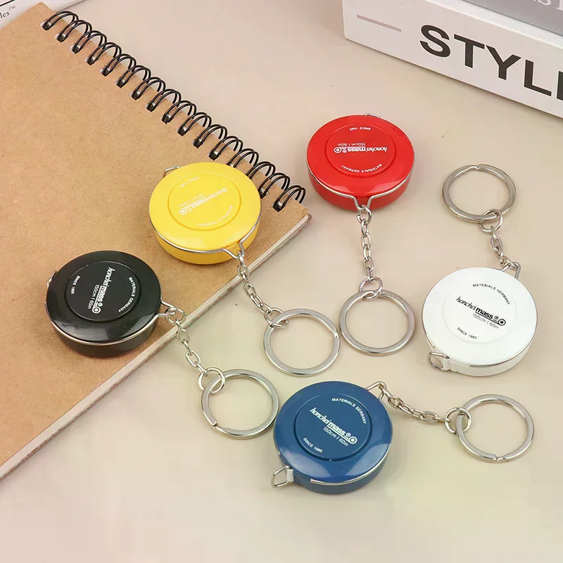 150/60Inch Keychain Tape Measure Portable Retractable Mini ABS Plastic Measure Ruler Centimeter Inch Roll Tape Measuring Tool