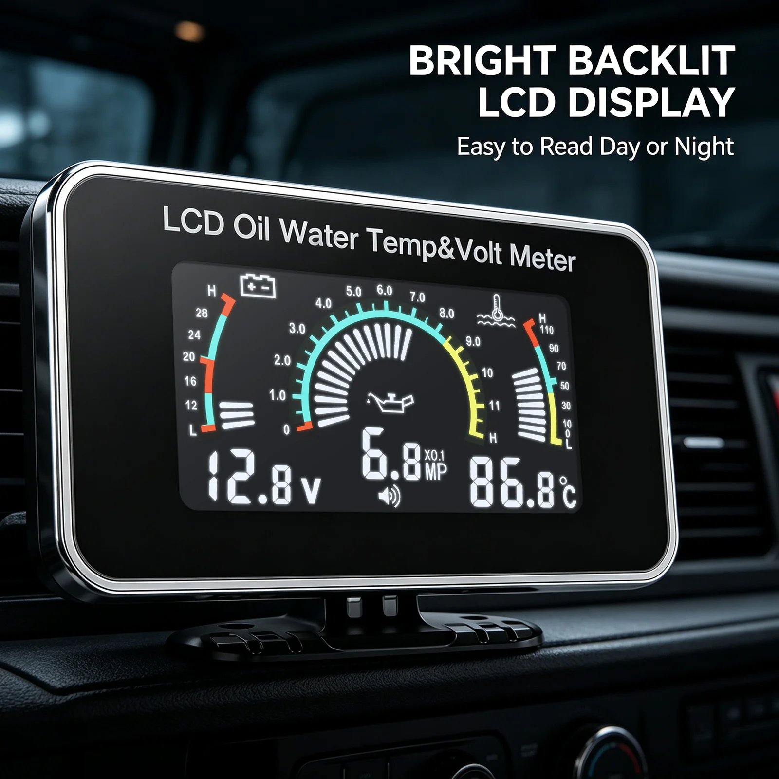 2-in-1-Auto-LCD-Anzeige, 3-in-1-Voltmeter, 4-in-1-LCD-Digital-Öldruckanzeige, Kraftstoffstand- und Temperaturanzeige, 1/8 NPT-Drucksensor – Detail 24