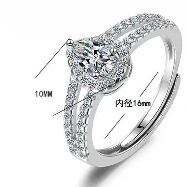 Real 2 Carats D Color Moissanite Water Drop Rings For Women 100% 925 Sterling Silver Sparkling Wedding Party Fine Jewelry