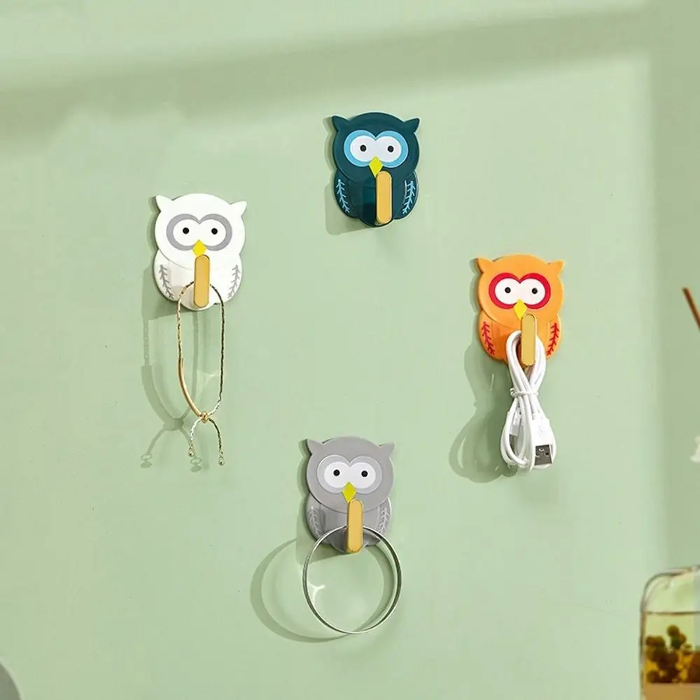 Portable Plastic Owl Hook Small Punch-free Key Bag Hanger Hanging Self Adhesive Wall Storage Sticky Hook Backpack