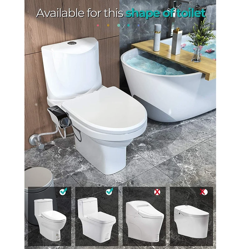 Accesorio de asiento de inodoro de bidé, boquillas dobles ultrafinas, no eléctricas, autolimpiantes, lavado de agua fría