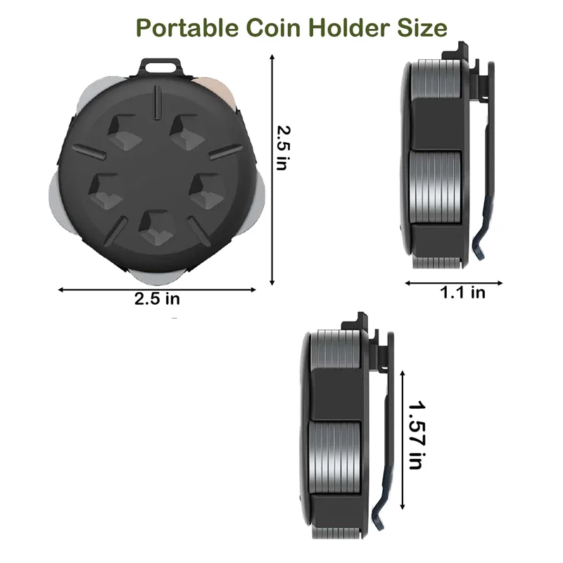 FORW-4 Pack Coin Dispenser - Portable Coin Case With Clip, Change Holder Minimalist Coin Collection Wallet (4 Pack, Black)