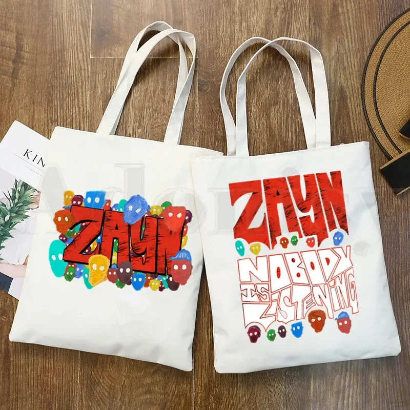 Zayn Malik Nobody Is Listening Harajuku Graphic Handbags Shoulder Bags Casual Shopping Girls Handbag Women Elegant Canvas Bag