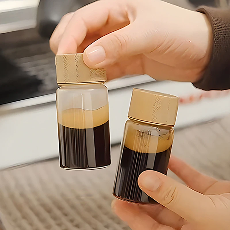 '1PC 20/25/30ml Mini Glass Bottle For Coffee Concentrate Milk Juice Leakproof Bottle With Lid Mason Jar Portable Empty Jar.
