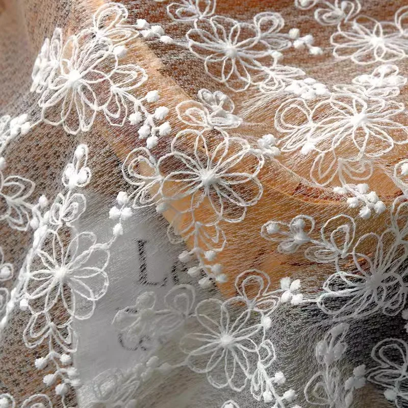 White lace fabric embroidery soft yarn mesh fabric organza tablecloth dress skirt wedding photo background cloth