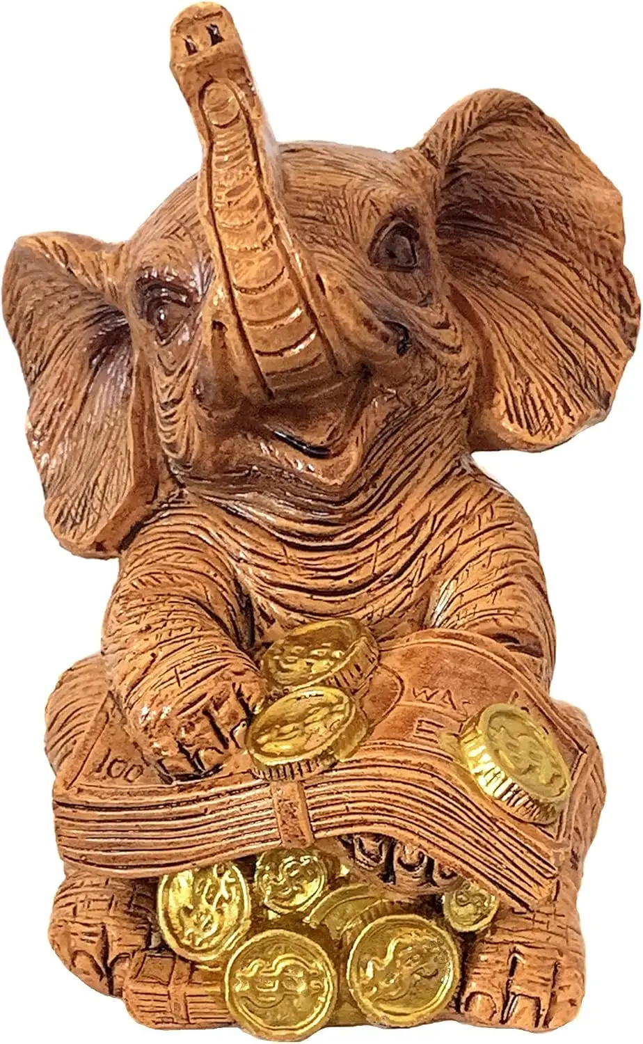 Feng Shui Lucky Elephant Trunk Up Statue | Home Office Table Decor for Prosperity and Protection
