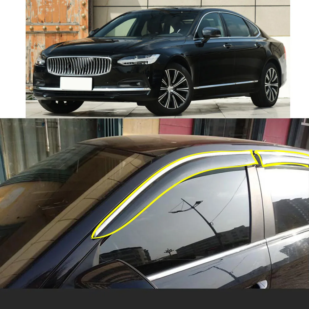 

Car Body Styling Sticker Plastic Window Glass Wind Visor Rain/Sun Guard Vent Parts For VOLVO S90 2017 2018 2019 2020 2021