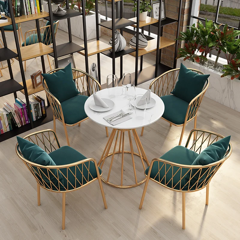 

Modern luxury wrought iron negotiation tables and chairs hotel beauty salon Internet cafe cafe dessert milk tea leisure bar