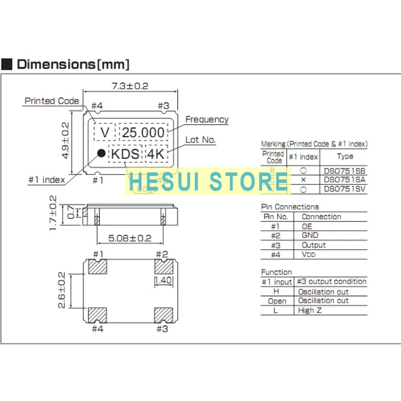 Puce active cristal OSC 80 Z 80.000 successif Z 5070 Z HCO-36B 7050 1/5/10 pièces 5*7