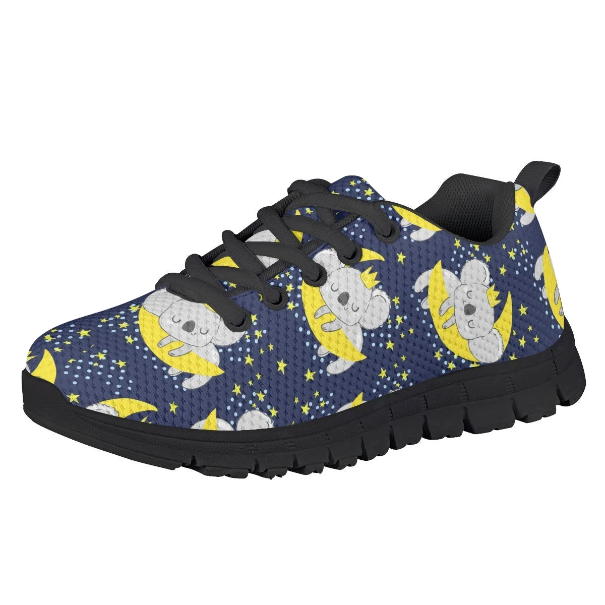 Baskets à lacets avec motif paresseux et lune pour enfant, chaussures plates confortables et décontractées pour adolescent