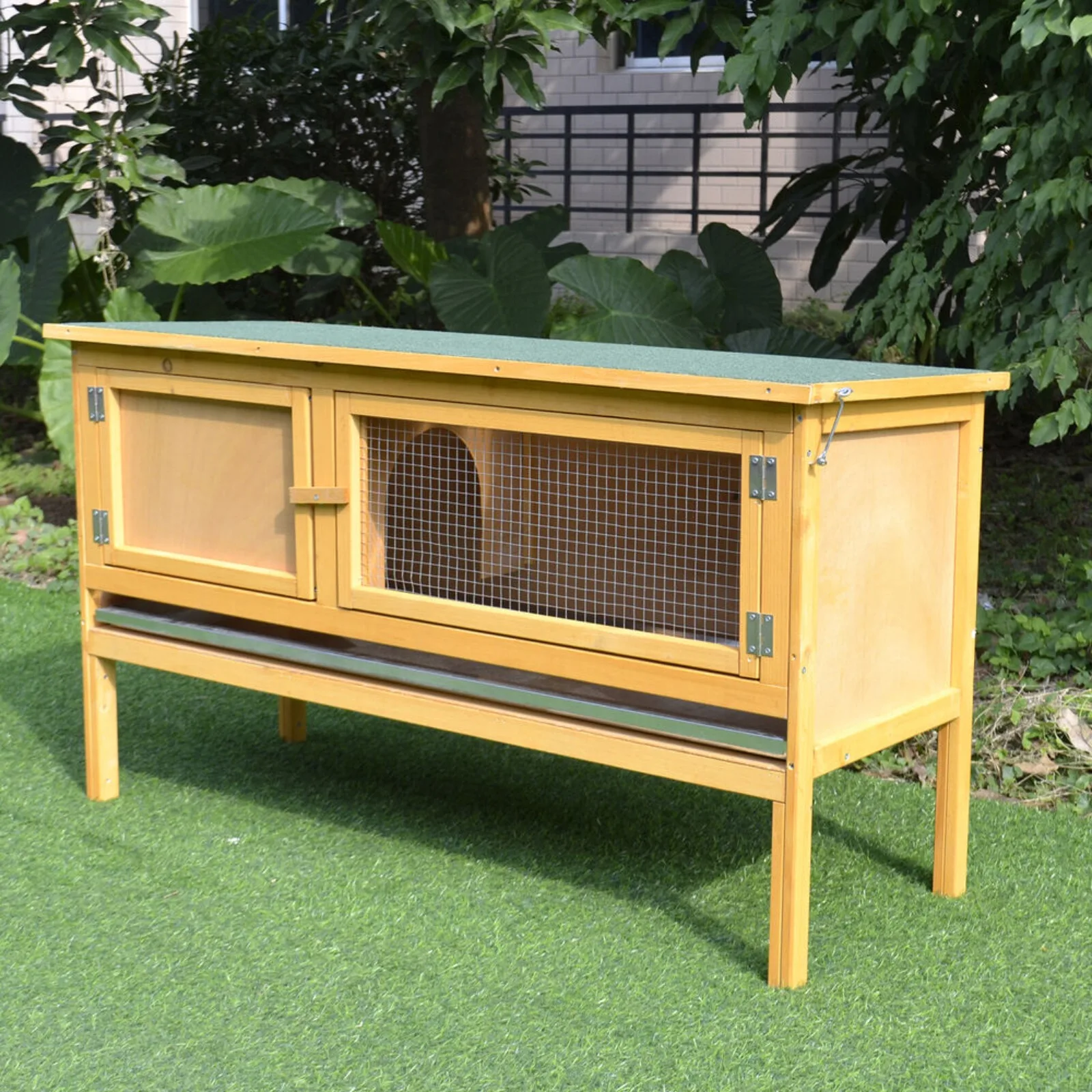 

Raised Outdoor Small Animal Backyard Habitat Wood Hutch Weather Resistant Cage United States