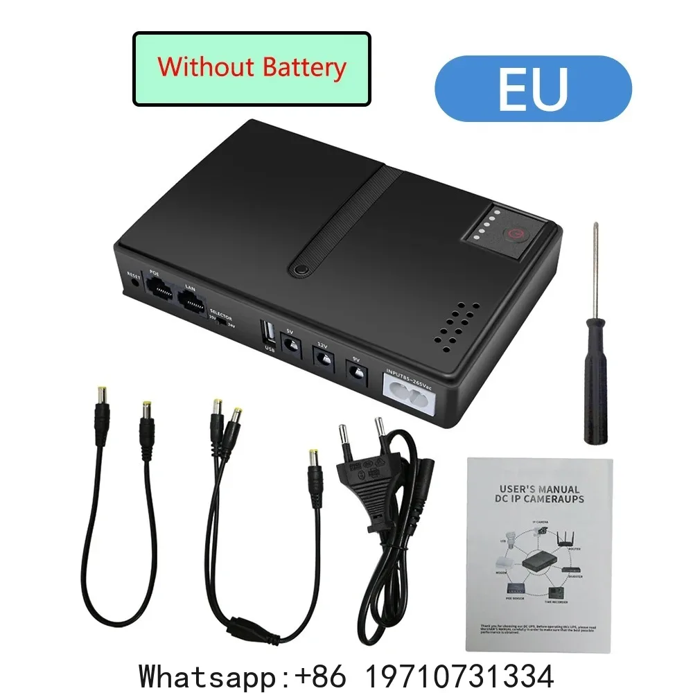 AC85-265V Router 5V9V12V Optical Cat Monitor Backup Uninterruptible 10400Mah DC Power Supply Charger Cell Phone UPS NO Battery