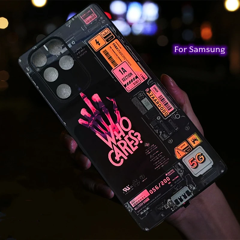 Aesthetic LED Luminous Phone Case For Samsung Galaxy S25 S24 S23 S22 S26 Ultra Plus 5G FE A16 A17 A53 A54 A56 Glow Phone Funda