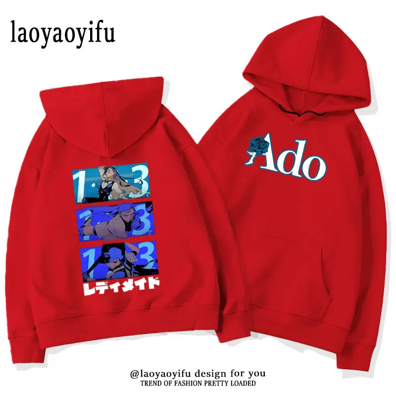 Japan Ado Album Cover Graphic Hoodies Woman Man Autumn and Winter Couple Cartoon Singer Hermal Hoodie Two-dimensional Tops