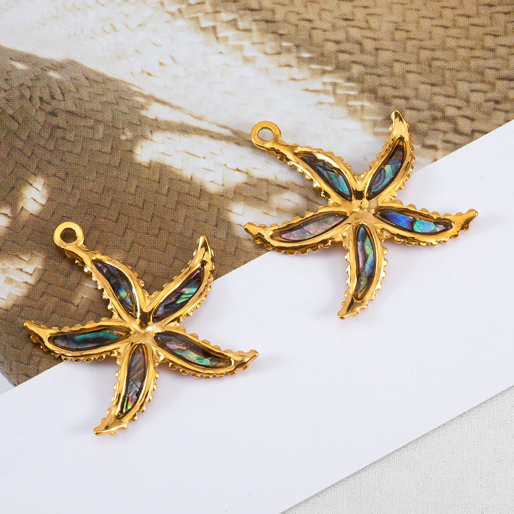 2pcs Retro Enamel Star Sweater Chain Pendant Stainless Steels Gold Color Leaf Tortoise DIY Necklace Earring Charm Jewelry Making