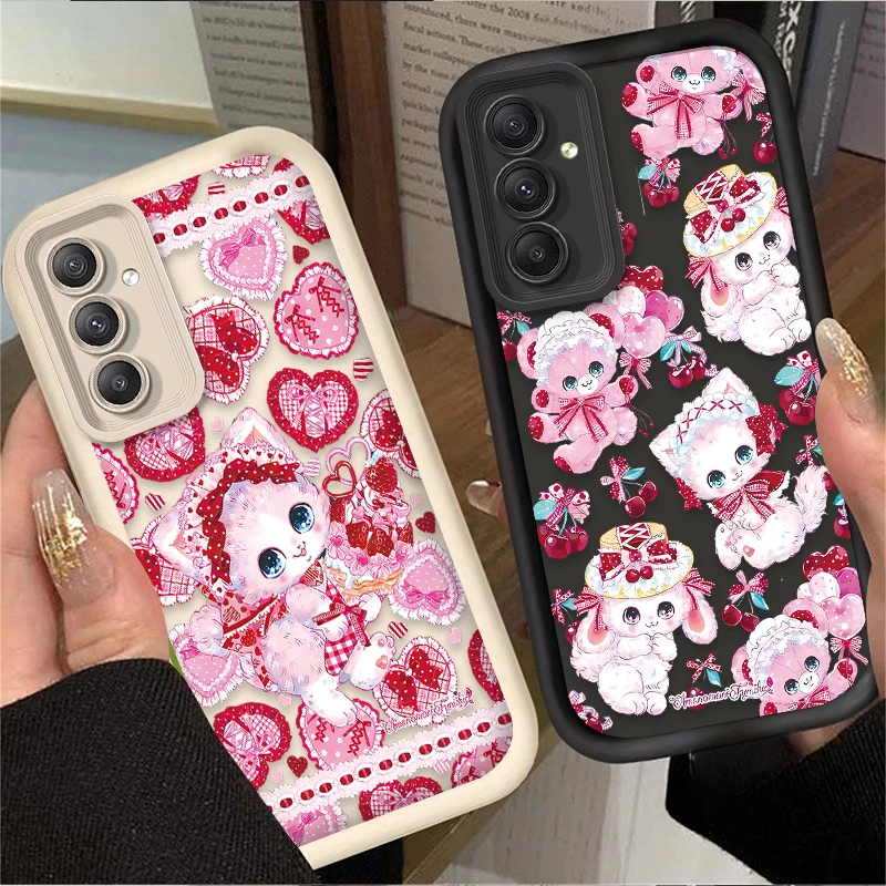 Cute Lolita Cartoon Cat Case for Samsung Galaxy A35 A25 A16 A55 A15 A06 A05 A05S A24 A13 A23 A12 A22 A32 A52 A71 A51 4G Cover