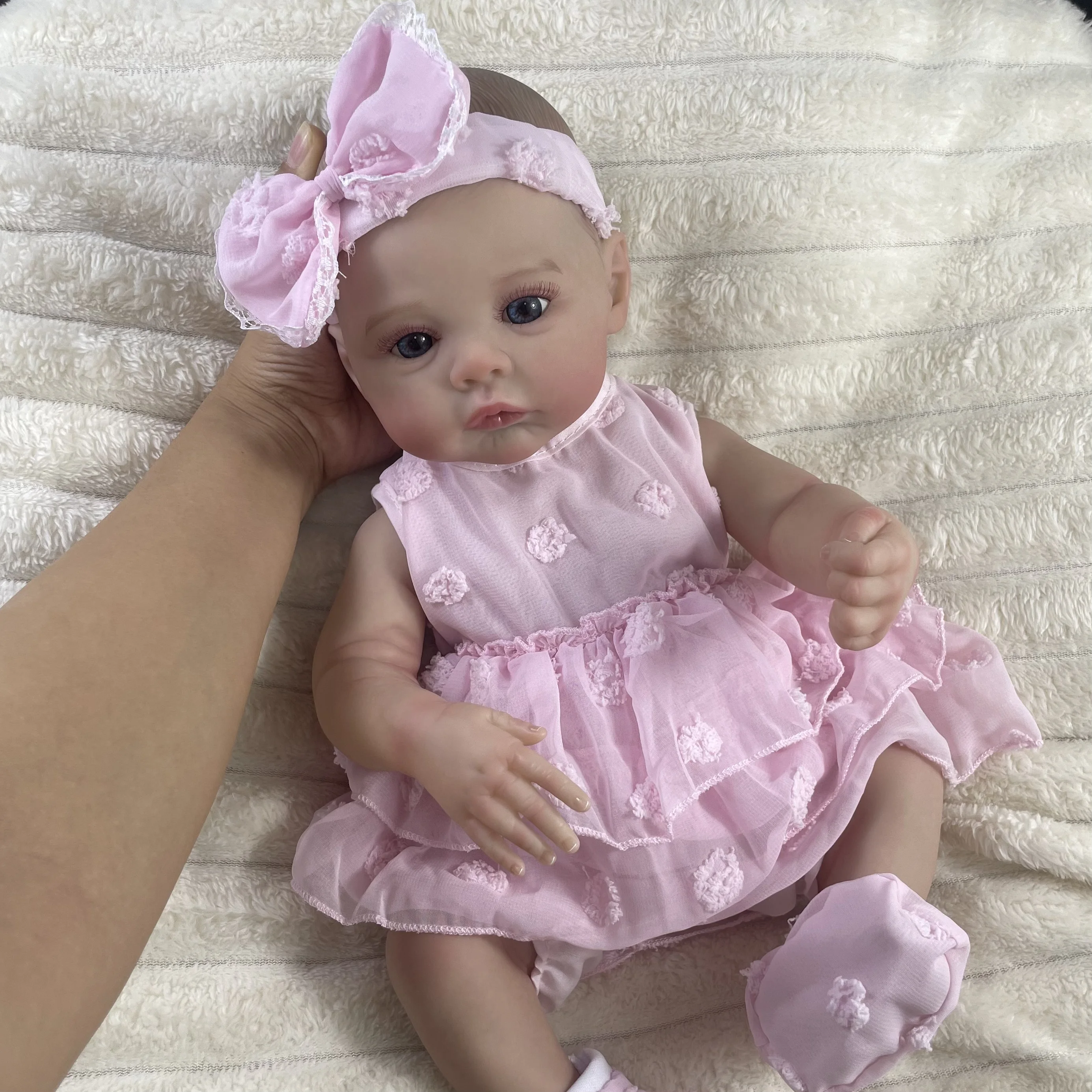 

MRB 18inch Meadow Reborn Baby Doll Newborn Baby Size Real Picture Full Vinyl Body Girl Washable 3D Skin Visible Veins Doll