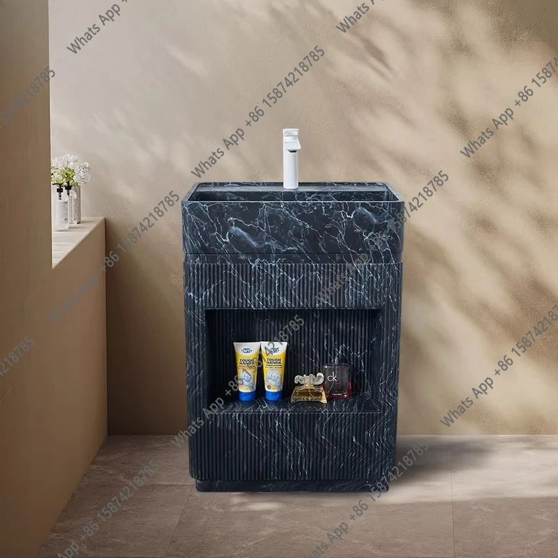 

Marble imitation stone pattern column basin household bathroom integrated column washbasin high-end luxury stone washbasin