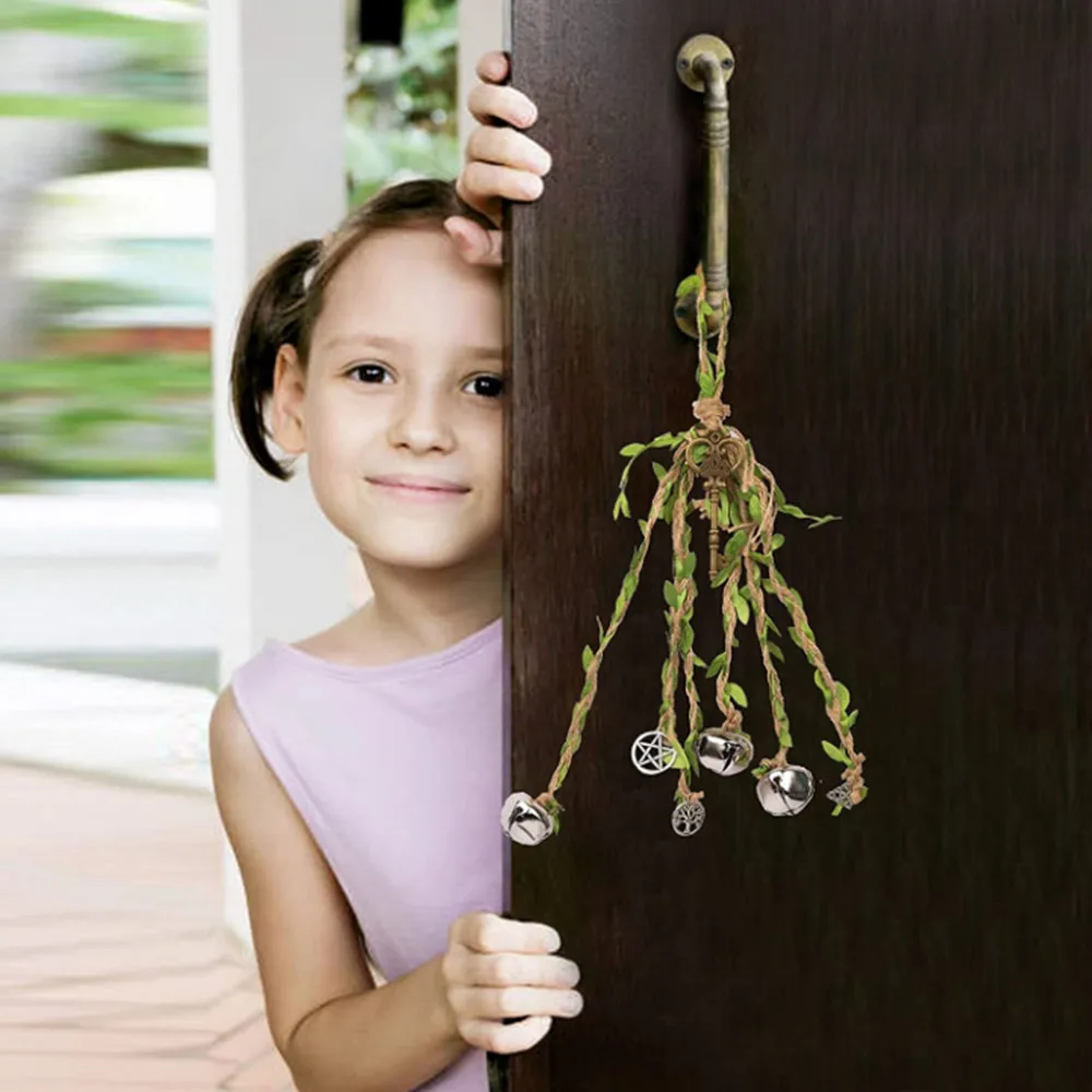 Witches Bells For Door Protection Celtic Door Bells For Porch, Garden, Window Decoration Green Leaves Tree Of Life
