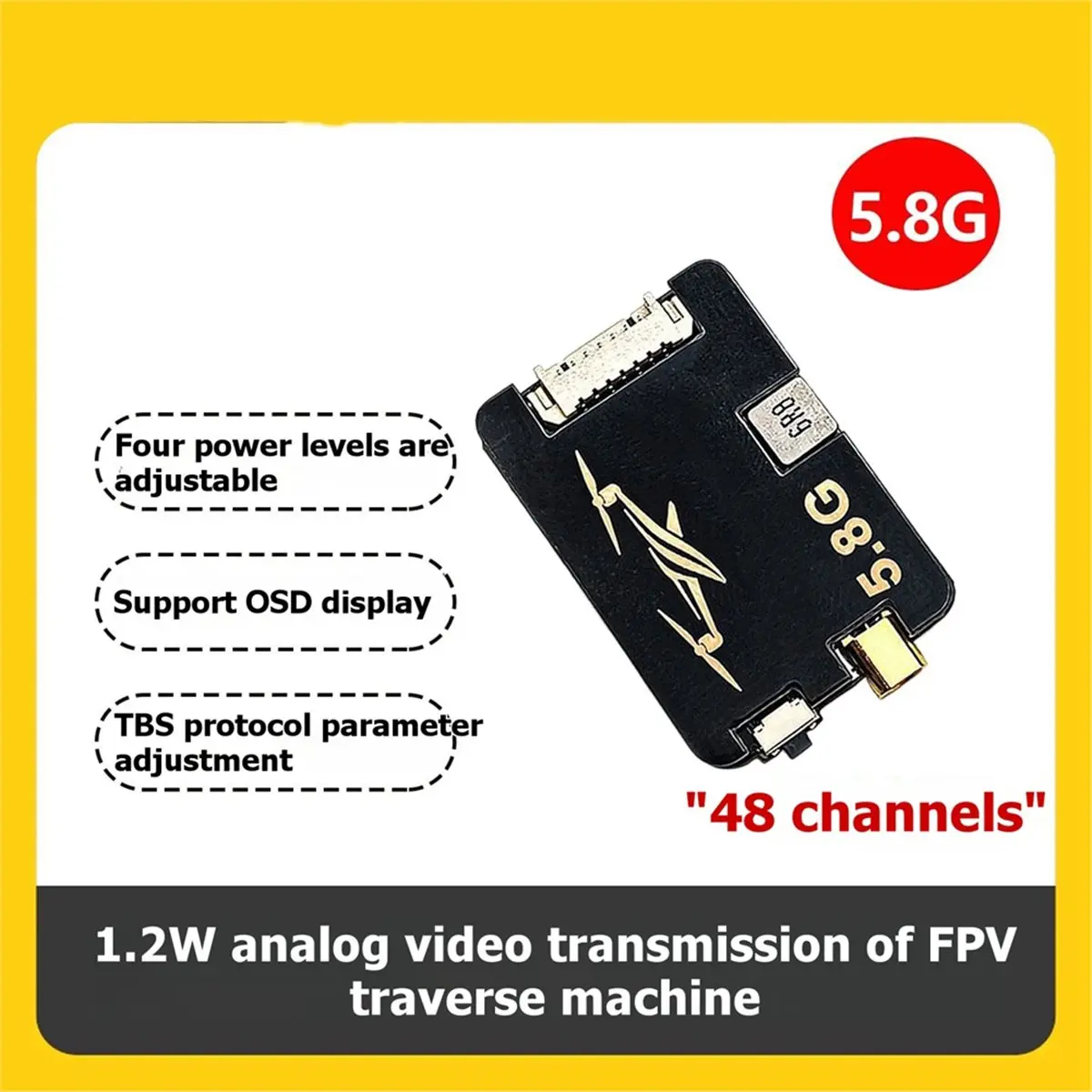 

New Electronics 5.8G 1.2W FPV VTX 48CH 1200mW FPV Video Audio Transmitter Pit/200/500/800/1200mW MMCX Connector for RC FPV Drone