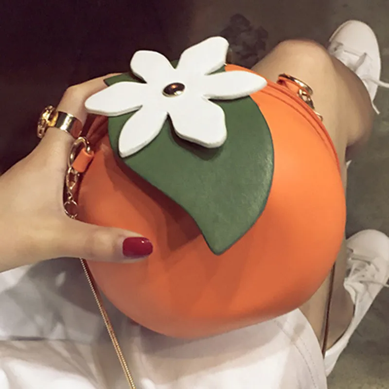 

Bags Trend 2024 Personalized and Creative Versatile One Shoulder Crossbody Chain Orange Small Round Bag Purses for Women