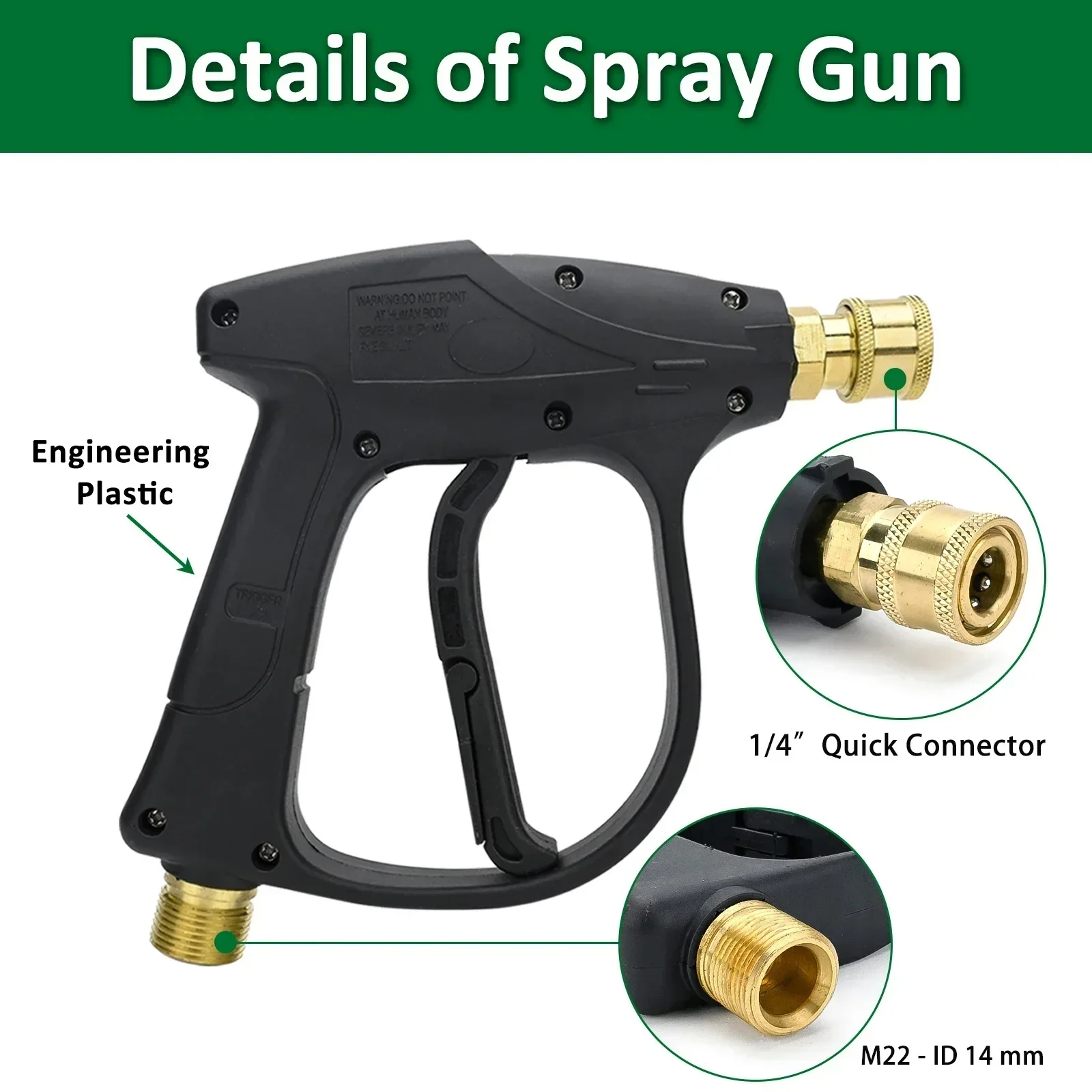 Portable High Pressure Washer Gun Kit with Foam Cannon & M22 Adapter (14/15mm), Perfect for Car Motorcycle Home Cleaning - Image 4
