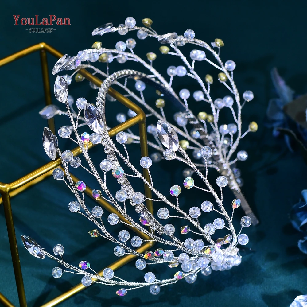 

YouLaPan Handmade Bling Crystal Tiaras Headbands Elegant Girls Wedding Hair Accessories For Bride Women Luxury Headdress HP634