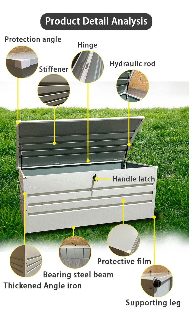 Eco-Friendly Easily Assembled Outdoor Storage Deck Box Waterproof Galvanized Garden Courtyard Cabinets Tools Finishing view 5