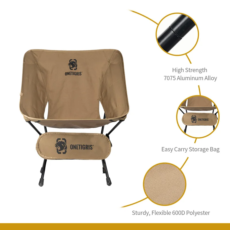 OneTigris Portable Camping Chairs CamoColor Foldable Outdoor Chair For Camping Trekking Fishing BBQ Parties Gardening Indoor Use