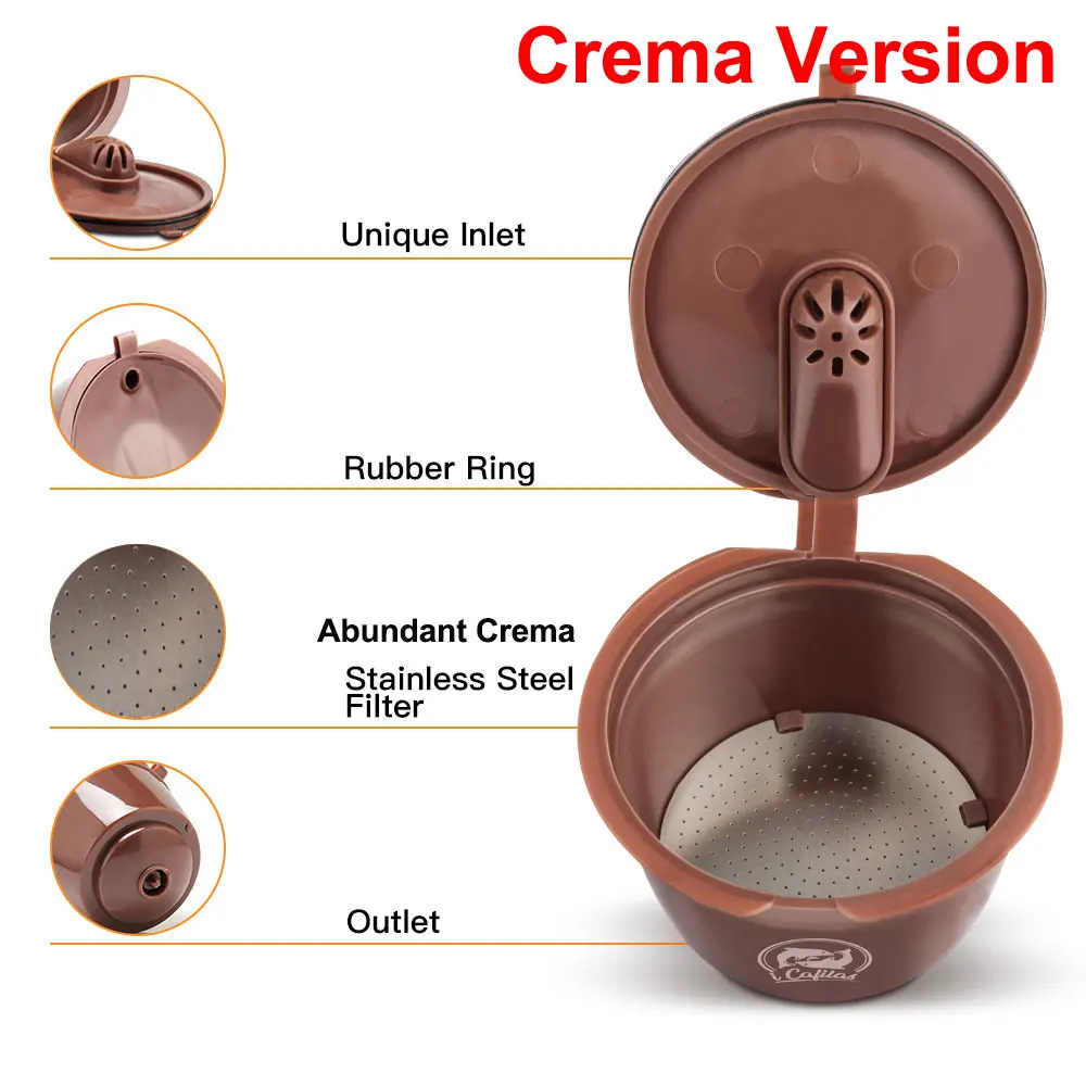 Icafilas Reutilizables Coffee Capsule for Nescafe Dolce Gusto Refill Crema Plastic Dolci Gusto Coffee Filter with Metal Mesh