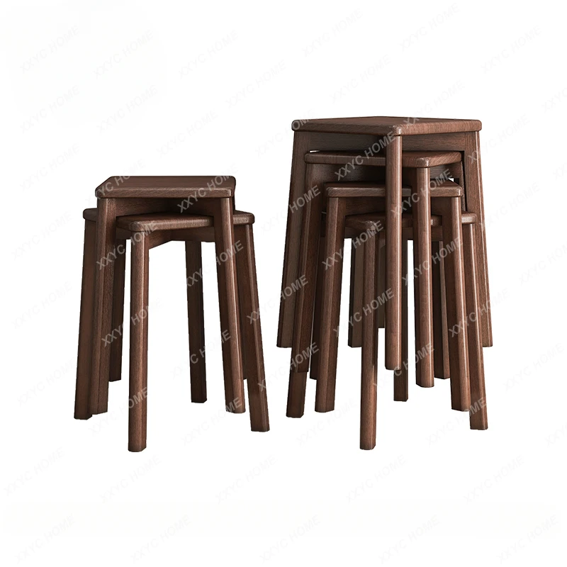 

Solid wood stool household stackable makeup living room dining table stool