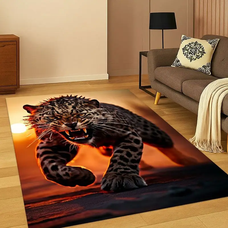 Leopard Cheetah Beast Animal Carpet Rug for Bedroom Living Room Sofa Playroom Doormat Home Decor,Kid Play Area Rug Non-slip