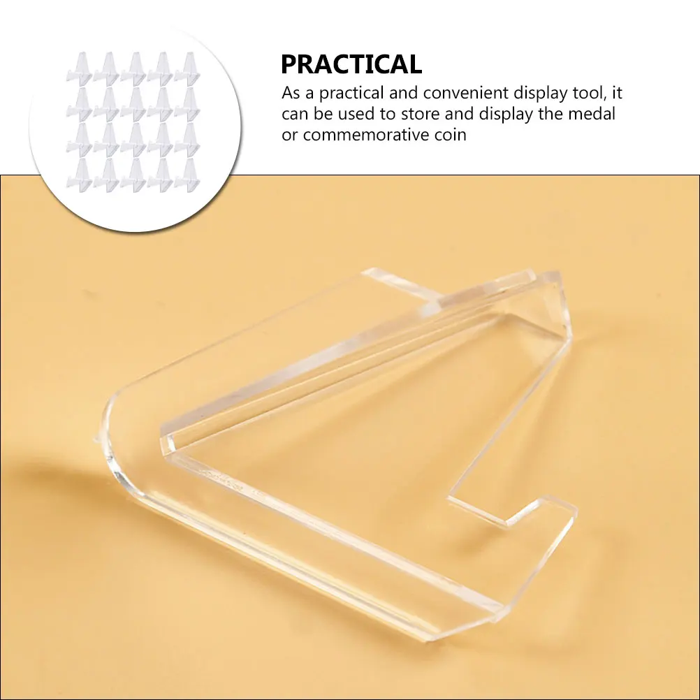 

20 Pcs Medal Display Stand Clear Simple Frame Transparent Holder Showcase Rack Medals