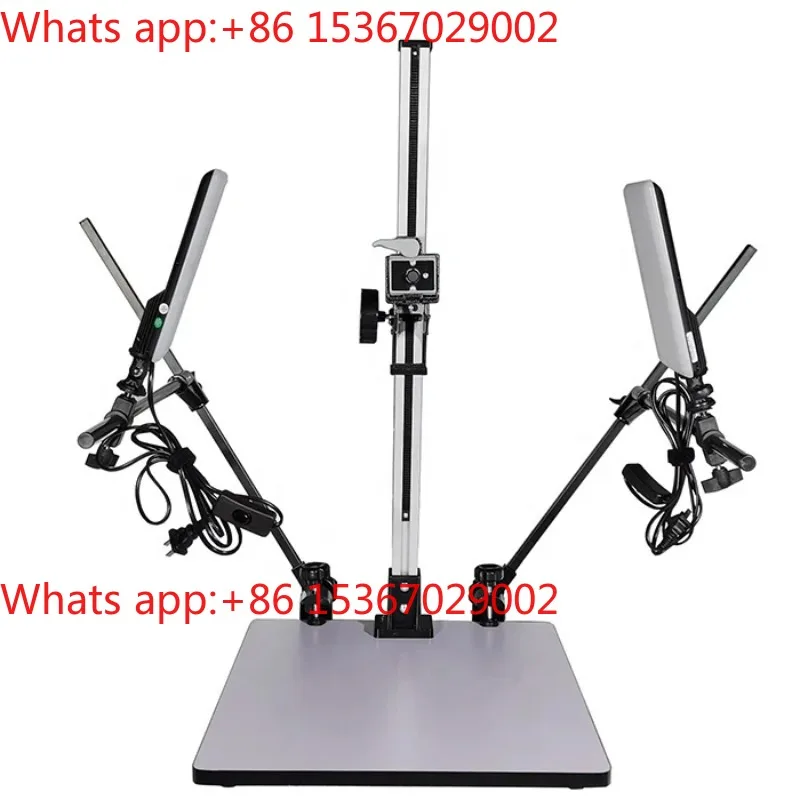 Copying Stand Table Material Evidence Photographic Platform Lifting Height 71cm,Base Board 40X48CM,With 20W LED Bulbx2PCS